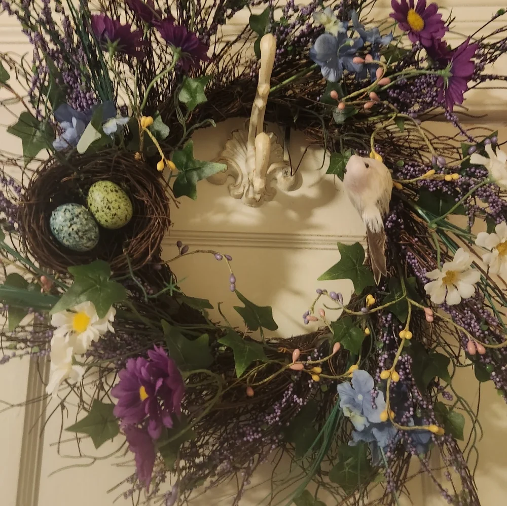 Straw floral wreath